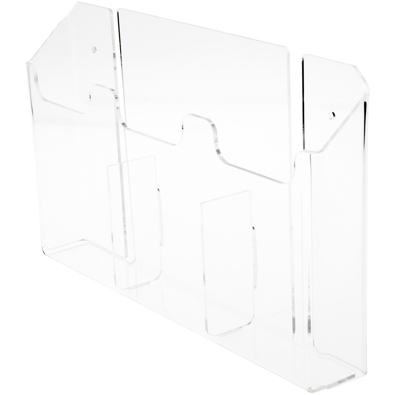 Plymor Clear Acrylic 3-Pocket Tri-Fold Brochure Literature Holder (Wall Mount), Fits Documents Up to 4" Wide